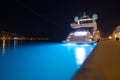 Night view of Mali LoÃÂ¡inj harbor and marina in medieval old town Mali LoÃÂ¡inj. Mooring luxury yachts, boats and other vessels on Royalty Free Stock Photo