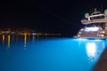 Night view of Mali LoÃÂ¡inj harbor and marina in medieval old town Mali LoÃÂ¡inj. Mooring luxury yachts, boats and other vessels on Royalty Free Stock Photo