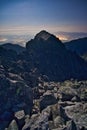 Night view from Maly Ladovy stit summit peak during autumn Royalty Free Stock Photo