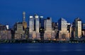 Night view of the Manhattan skyline in New York City Royalty Free Stock Photo