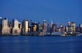 Night view of the Manhattan skyline in New York City Royalty Free Stock Photo