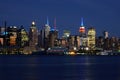 Night view of the Manhattan skyline in New York City Royalty Free Stock Photo