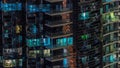 Night view of glowing windows in apartment tower timelapse. Royalty Free Stock Photo