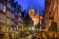 Mariacka street in Gdansk Old town center at night, Poland Royalty Free Stock Photo