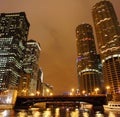 Night view of Marina City with river scene Royalty Free Stock Photo