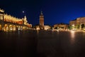 A night view of the Market Square in Krakow, Poland