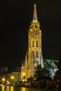 Night view of Matthias Church in Budapest. Hungary Royalty Free Stock Photo