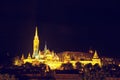 Night View with Matthias Church in Budapest, Hungary Royalty Free Stock Photo