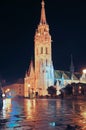 Night view of Matthias Church, Budapest Royalty Free Stock Photo