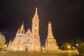 Night view of the Matthias Church and Statue of Holy Trinity, Budapest, Hungary Royalty Free Stock Photo