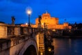 Night view of Mausoleum of Hadrian, known as Castel Sant Angelo (Castle of Holy Angel) in Rome, Italy Royalty Free Stock Photo