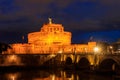 Night view of Mausoleum of Hadrian, known as Castel Sant Angelo (Castle of Holy Angel) in Rome, Italy Royalty Free Stock Photo