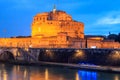 Night view of Mausoleum of Hadrian, known as Castel Sant Angelo in Rome, Italy Royalty Free Stock Photo