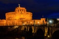 Night view of Mausoleum of Hadrian, known as Castel Sant Angelo in Rome, Italy Royalty Free Stock Photo