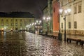 Night view medieval buildings near main market Square Krakow, Poland Royalty Free Stock Photo