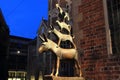 Night view of medieval fairy tale statue of Bremen Royalty Free Stock Photo