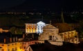 The night view of medieval insular palace Palais de l`Ile jail in Annecy, France Royalty Free Stock Photo