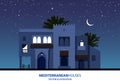 Night view of mediterranean, arabic or moroccan style houses