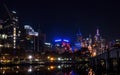 Night view of the Melbourne skyline across the Yarra River Royalty Free Stock Photo