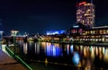 Night view of the Melbourne skyline across the Yarra River Royalty Free Stock Photo