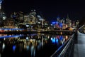 Night view of the Melbourne skyline across Yarra River Royalty Free Stock Photo