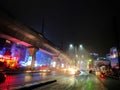 Night view of metro station in the hyderabad city