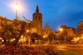 Night view of Micalet tower and Cathedral. Valencia, Spain Royalty Free Stock Photo