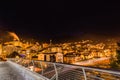 Night view of modern bridge to mountain village Royalty Free Stock Photo