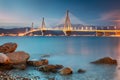 Night view of Modern Bridge at the night time with lights Royalty Free Stock Photo