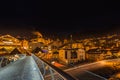 Night view of modern bridge to mountain village Royalty Free Stock Photo