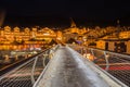 Night view of modern bridge to mountain village Royalty Free Stock Photo