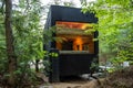 Night view of Modern cabins in a forest Royalty Free Stock Photo