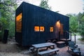 Night view of Modern cabins in a forest Royalty Free Stock Photo