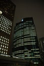 Night view of modern office buildings skyscrapers at night in Tokyo, Japan Royalty Free Stock Photo