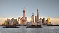 Night view of the modern Pudong skyline across the Bund in Shanghai, China. Shanghai is the largest Chinese city Royalty Free Stock Photo