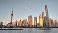 Night view of the modern Pudong skyline across the Bund in Shanghai, China. Shanghai is the largest Chinese city Royalty Free Stock Photo