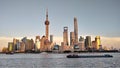 Night view of the modern Pudong skyline across the Bund in Shanghai, China. Shanghai is the largest Chinese city Royalty Free Stock Photo