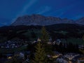 night view of monte croce cross mountain in dolomites badia valley panorama landscape Royalty Free Stock Photo