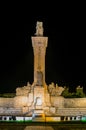 Night view of the Monument of the Constitution in Cadiz, Spain...IMAGE