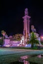 Night view of the Monument of the Constitution in Cadiz, Spain...IMAGE