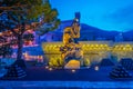Night view of Monument in honor of foreign colonies in the city of Monaco Royalty Free Stock Photo