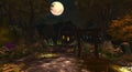 night view of Moonlit Grove Haven . Generative Ai Royalty Free Stock Photo