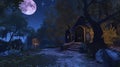 night view of Moonlit Grove Haven . Generative Ai Royalty Free Stock Photo