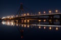 Night view of the Moscow bridge in Kiev