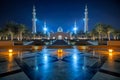 Night view at Mosque, Abu Dhabi, United Arab Emirates Royalty Free Stock Photo