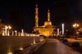 Night view of mosque in Sharjah Royalty Free Stock Photo