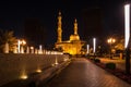 Night view of mosque in Sharjah Royalty Free Stock Photo