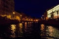 Night view of the Moyka river in St. Petersburg, Russia Royalty Free Stock Photo