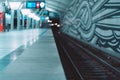 Night view of Munich subway station FrÃÂ¶ttmaning Royalty Free Stock Photo