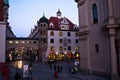 Night view of Munich's Marienplatz